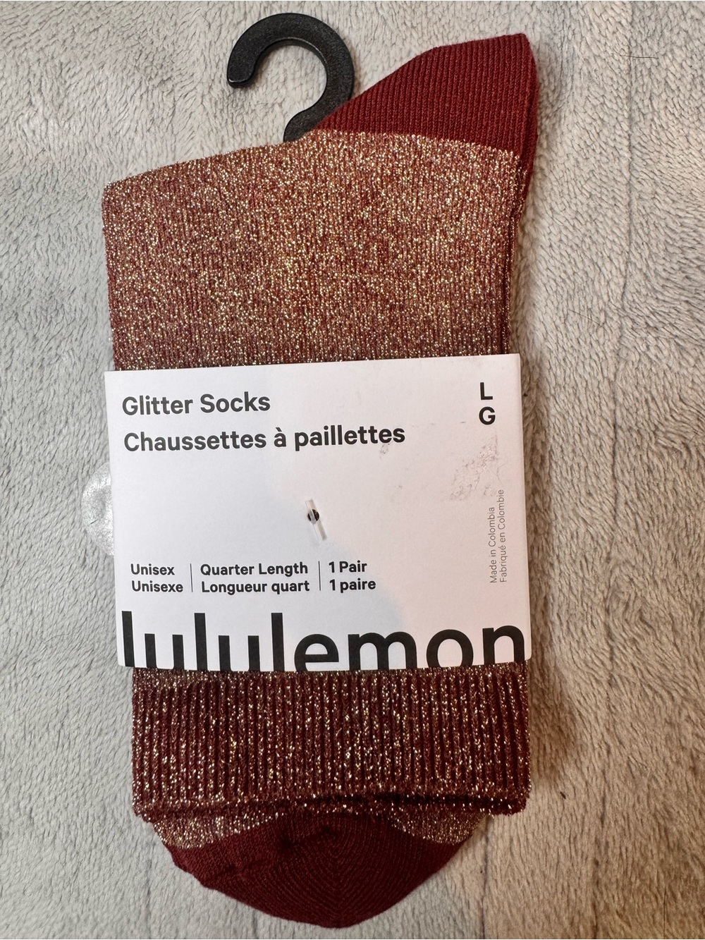 Lululemon Glitter Quarter-Length Socks — Burgundy